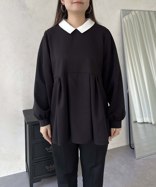 prose verse（プロズヴェール）の「【襟取り外し可能】2way白襟ペプラムブラウス（シャツ/ブラウス・レディース・ブラック・MEDIUM/LARGE）」の8枚目の写真