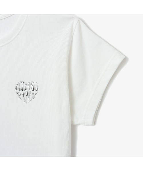 atmos pink(アトモスピンク)の「atmos pink Metalic Print Heart Logo T-shirt / アトモス ピンク メタリック プリント ハート ロゴ ティーシャツ(Tシャツ/カットソー・レディース・ブラック/ホワイト/バーガンディー・M/S)」の7枚目の写真