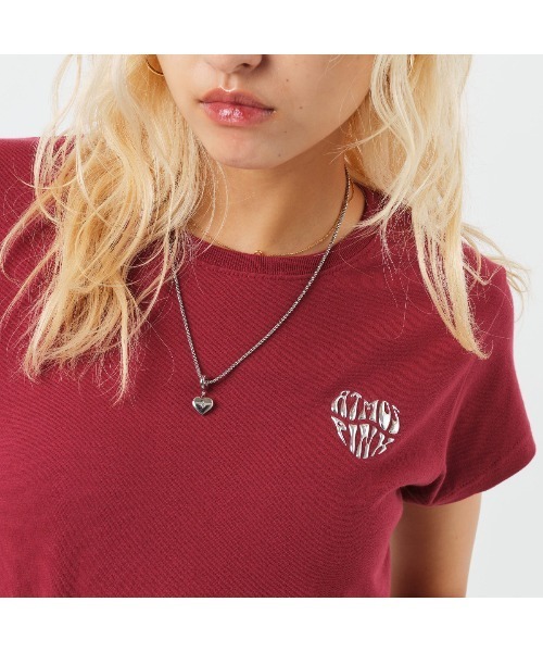 atmos pink(アトモスピンク)の「atmos pink Metalic Print Heart Logo T-shirt / アトモス ピンク メタリック プリント ハート ロゴ ティーシャツ(Tシャツ/カットソー・レディース・ブラック/ホワイト/バーガンディー・M/S)」の22枚目の写真