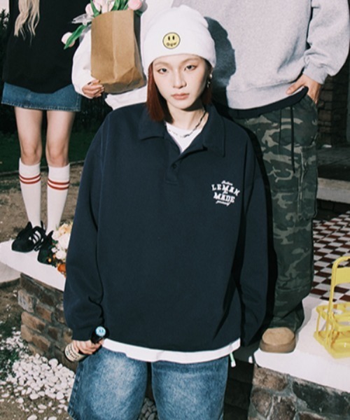 【セール】【Lemanism】胸ワンポイント刺繍 ヘビーウェイト 長袖 ポロシャツ（スウェット）｜Good Riddance（グッドリダンス）