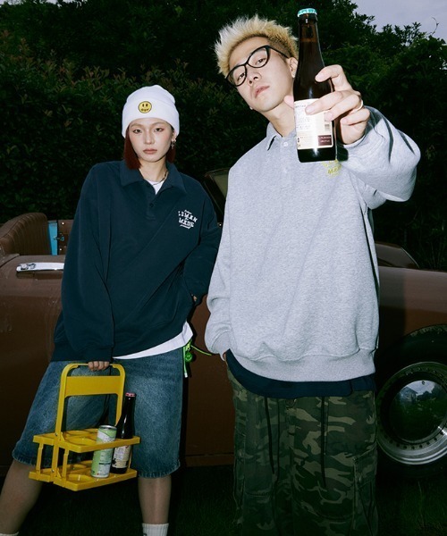 【セール】【Lemanism】胸ワンポイント刺繍 ヘビーウェイト 長袖 ポロシャツ（スウェット）｜Good Riddance（グッドリダンス）