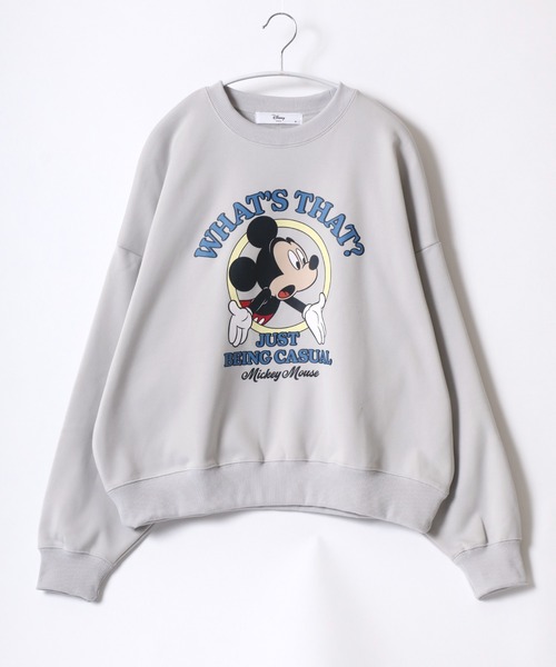 Disney（ディズニー）の「Disney（ディズニー）もっちり裏起毛 サークルキャラクタープリントスウェットトレーナー レディース メンズ/長袖プルオーバー（スウェット・レディース・ピンク/サックスブルー/ラベンダー/ライトグレー系・M/L）」の2枚目の写真