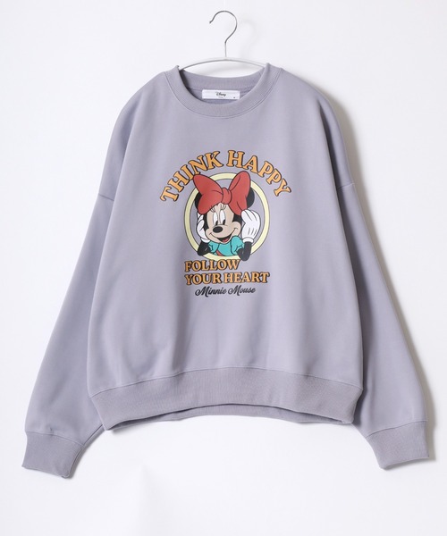 Disney（ディズニー）の「Disney（ディズニー）もっちり裏起毛 サークルキャラクタープリントスウェットトレーナー レディース メンズ/長袖プルオーバー（スウェット・レディース・ピンク/サックスブルー/ラベンダー/ライトグレー系・M/L）」の4枚目の写真