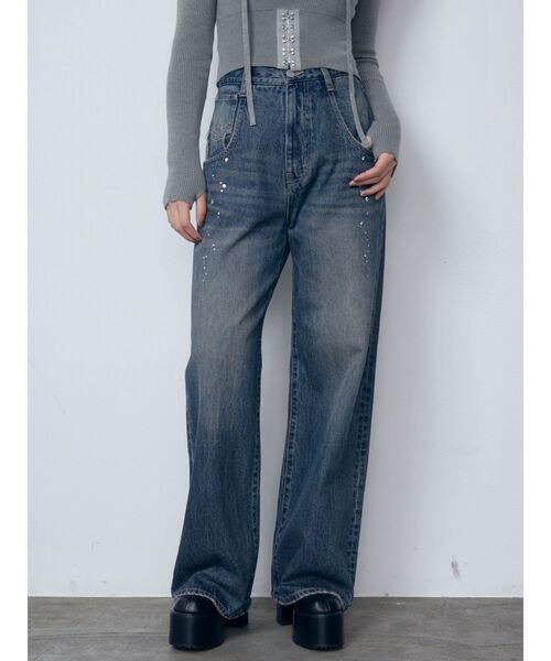 EMODA（エモダ）の「スパークビジュールーズジーンズ（デニムパンツ・レディース・ブラック/ブルー・MEDIUM/SMALL）」の2枚目の写真