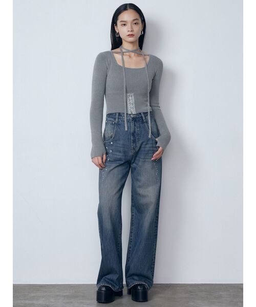 EMODA（エモダ）の「スパークビジュールーズジーンズ（デニムパンツ・レディース・ブラック/ブルー・MEDIUM/SMALL）」の4枚目の写真