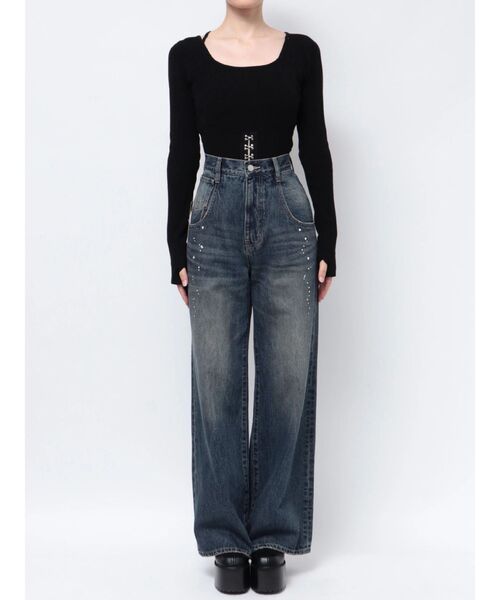 EMODA(エモダ)の「スパークビジュールーズジーンズ(デニムパンツ・レディース・ブラック/ブルー・MEDIUM/SMALL)」の5枚目の写真