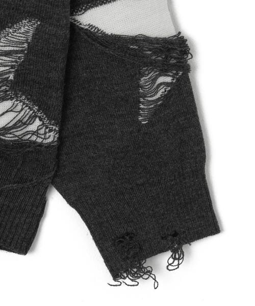 WEGO(ウィゴー)の「WEGO/ダメージジャガードニットプルオーバー(ニット/セーター・メンズ・オフホワイト/スミクロ/ブラック/グレー・MEDIUM/LARGE)」の17枚目の写真