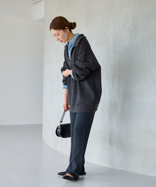 FRAMeWORK(フレームワーク)の「ワッフルハーフジッププルオーバー(ニット/セーター・レディース・チャコールグレー/ネイビー・FREE)」の15枚目の写真