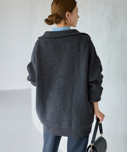 FRAMeWORK(フレームワーク)の「ワッフルハーフジッププルオーバー(ニット/セーター・レディース・チャコールグレー/ネイビー・FREE)」の20枚目の写真