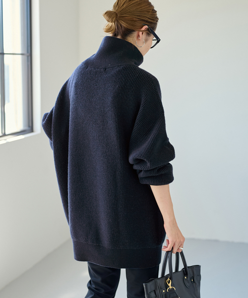 FRAMeWORK(フレームワーク)の「ワッフルハーフジッププルオーバー(ニット/セーター・レディース・チャコールグレー/ネイビー・FREE)」の7枚目の写真