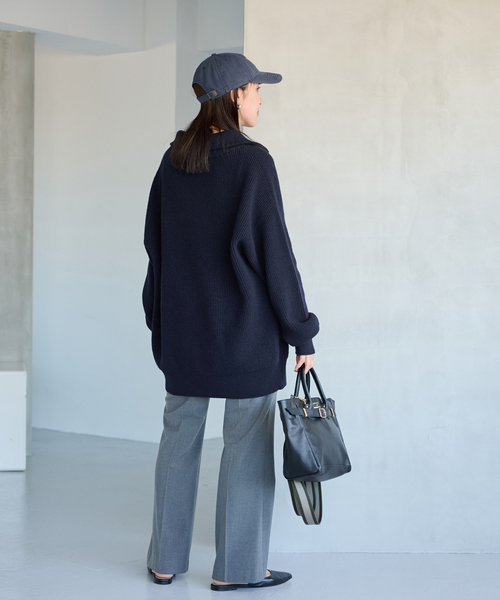 FRAMeWORK(フレームワーク)の「ワッフルハーフジッププルオーバー(ニット/セーター・レディース・チャコールグレー/ネイビー・FREE)」の12枚目の写真