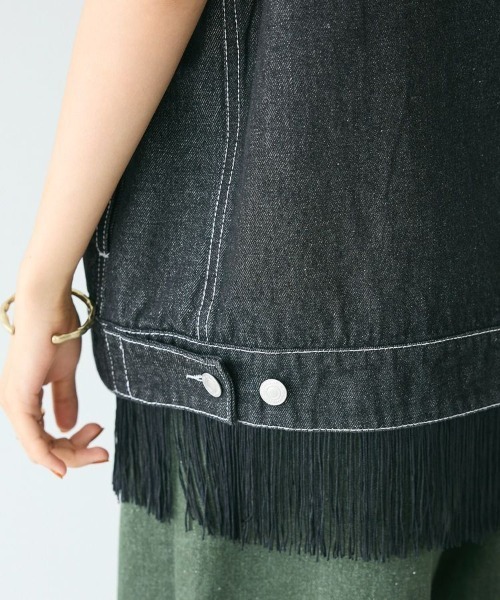 CRAFT STANDARD BOUTIQUE（クラフトスタンダードブティック）の「デニムリボンベスト（ベスト・レディース・ダークインディゴブルー/ブラック・FREE）」の3枚目の写真