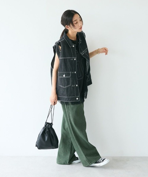CRAFT STANDARD BOUTIQUE（クラフトスタンダードブティック）の「デニムリボンベスト（ベスト・レディース・ダークインディゴブルー/ブラック・FREE）」の9枚目の写真