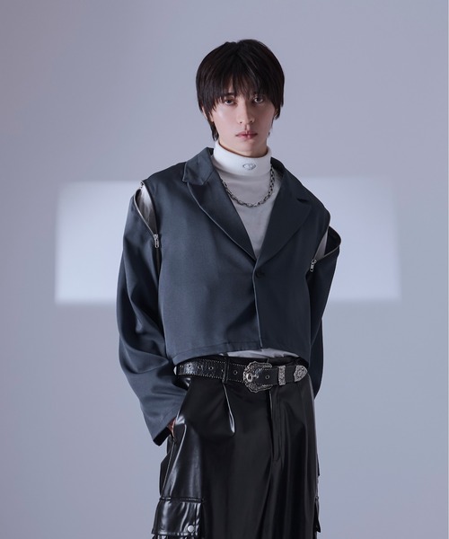 Ellno Loset(エルノロゼット)の「2WAYフードジップショルダーショートジャケット/SETUP対応(テーラードジャケット・メンズ・ブルー系その他/ボルドー/ブラック・SMALL/X-SMALL/LARGE/MEDIUM)」の21枚目の写真
