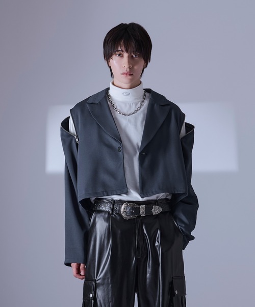 Ellno Loset(エルノロゼット)の「2WAYフードジップショルダーショートジャケット/SETUP対応(テーラードジャケット・メンズ・ブルー系その他/ボルドー/ブラック・SMALL/X-SMALL/LARGE/MEDIUM)」の22枚目の写真