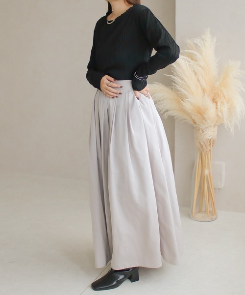 Social GIRL（ソーシャルガール）の「ウェーブジャガードロンT（Tシャツ/カットソー・レディース・ブラック/グレイッシュベージュ/アイボリー・M）」の12枚目の写真