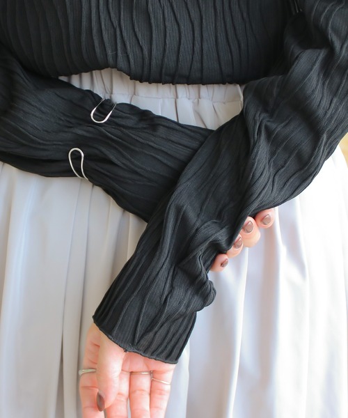 Social GIRL（ソーシャルガール）の「ウェーブジャガードロンT（Tシャツ/カットソー・レディース・ブラック/グレイッシュベージュ/アイボリー・M）」の13枚目の写真