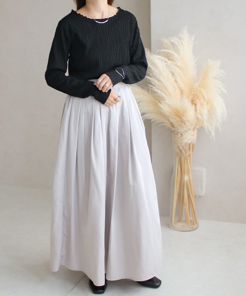 Social GIRL（ソーシャルガール）の「ウェーブジャガードロンT（Tシャツ/カットソー・レディース・ブラック/グレイッシュベージュ/アイボリー・M）」の15枚目の写真