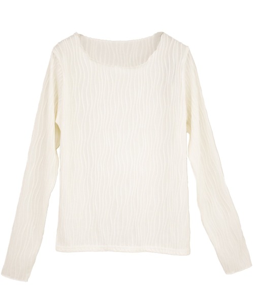 Social GIRL（ソーシャルガール）の「ウェーブジャガードロンT（Tシャツ/カットソー・レディース・ブラック/グレイッシュベージュ/アイボリー・M）」の10枚目の写真