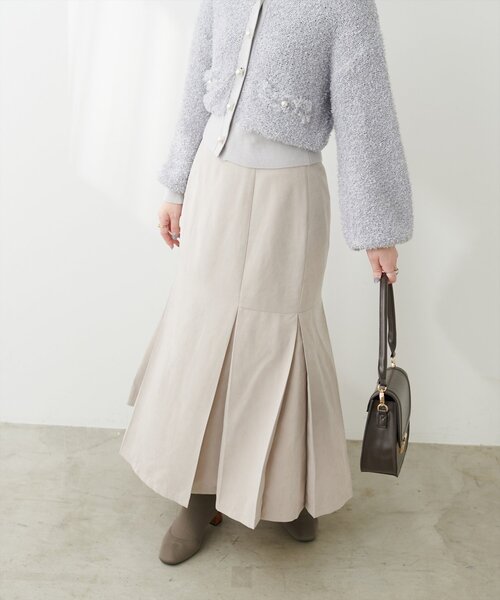 natural couture(ナチュラルクチュール)の「ピーチスエードマーメイドタックスカート(スカート・レディース・スミクロ/その他1/ピンク/ブラウン/ライトベージュ・MEDIUM/LARGE)」の4枚目の写真