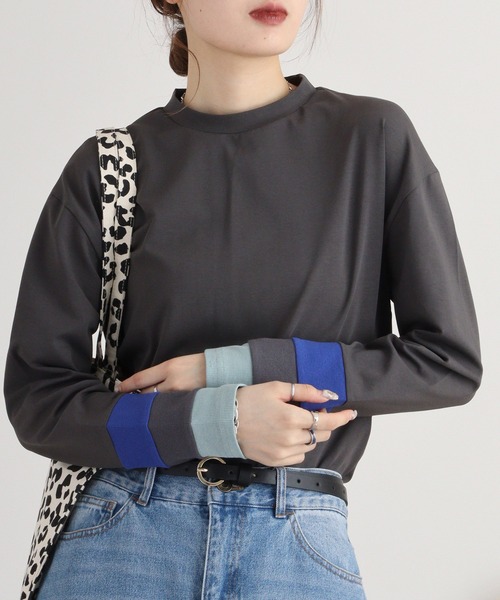 A.N.L（エーエヌエル　レーベル）の「A.N.L 配色カットソー（Tシャツ/カットソー・レディース・チャコールグレー/カーキ/ブラック/オフホワイト・38）」の21枚目の写真