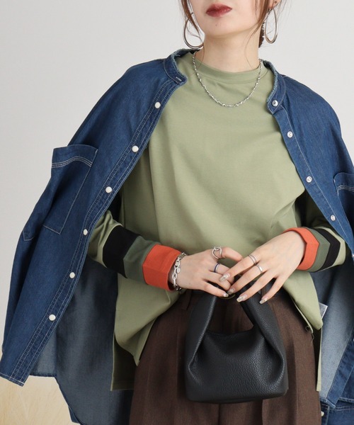 A.N.L（エーエヌエル　レーベル）の「A.N.L 配色カットソー（Tシャツ/カットソー・レディース・チャコールグレー/カーキ/ブラック/オフホワイト・38）」の15枚目の写真