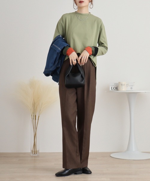 A.N.L（エーエヌエル　レーベル）の「A.N.L 配色カットソー（Tシャツ/カットソー・レディース・チャコールグレー/カーキ/ブラック/オフホワイト・38）」の18枚目の写真