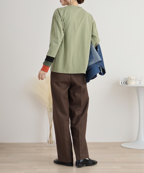 A.N.L（エーエヌエル　レーベル）の「A.N.L 配色カットソー（Tシャツ/カットソー・レディース・チャコールグレー/カーキ/ブラック/オフホワイト・38）」の19枚目の写真