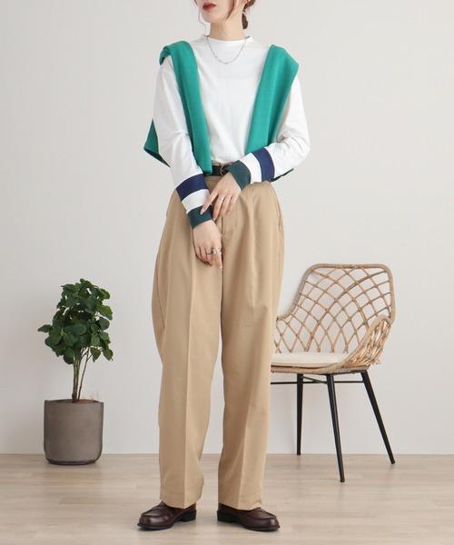 A.N.L（エーエヌエル　レーベル）の「A.N.L 配色カットソー（Tシャツ/カットソー・レディース・チャコールグレー/カーキ/ブラック/オフホワイト・38）」の8枚目の写真