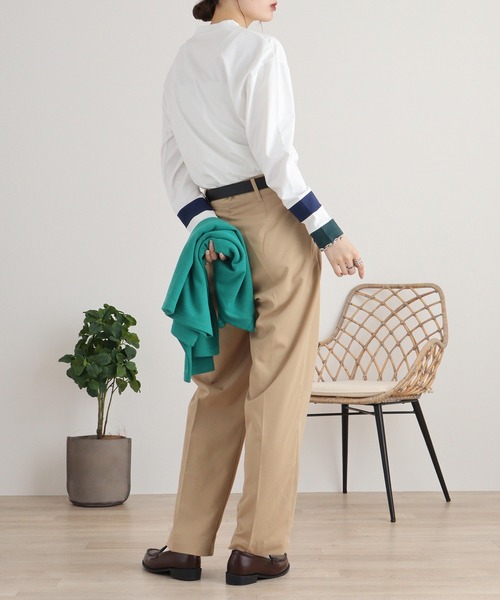 A.N.L（エーエヌエル　レーベル）の「A.N.L 配色カットソー（Tシャツ/カットソー・レディース・チャコールグレー/カーキ/ブラック/オフホワイト・38）」の9枚目の写真