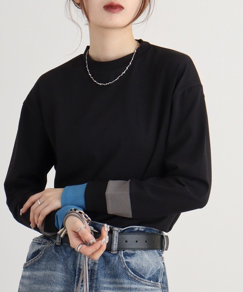 A.N.L（エーエヌエル　レーベル）の「A.N.L 配色カットソー（Tシャツ/カットソー・レディース・チャコールグレー/カーキ/ブラック/オフホワイト・38）」の10枚目の写真