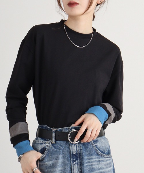 A.N.L（エーエヌエル　レーベル）の「A.N.L 配色カットソー（Tシャツ/カットソー・レディース・チャコールグレー/カーキ/ブラック/オフホワイト・38）」の11枚目の写真