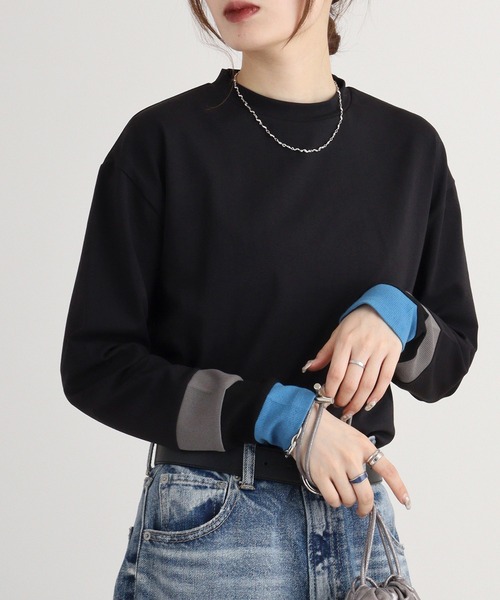 A.N.L（エーエヌエル　レーベル）の「A.N.L 配色カットソー（Tシャツ/カットソー・レディース・チャコールグレー/カーキ/ブラック/オフホワイト・38）」の12枚目の写真