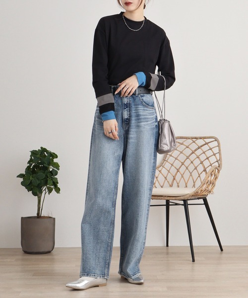 A.N.L（エーエヌエル　レーベル）の「A.N.L 配色カットソー（Tシャツ/カットソー・レディース・チャコールグレー/カーキ/ブラック/オフホワイト・38）」の13枚目の写真