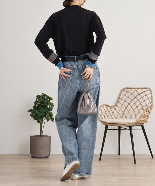 A.N.L（エーエヌエル　レーベル）の「A.N.L 配色カットソー（Tシャツ/カットソー・レディース・チャコールグレー/カーキ/ブラック/オフホワイト・38）」の14枚目の写真