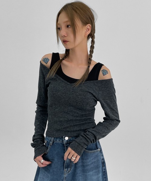 BLACKUP（ブラックアップ）の「[MADE]  フラッシュ SET - 長袖Tシャツ（Tシャツ/カットソー・レディース・ネイビー/ブラック/チャコール・ONESIZE）」の8枚目の写真