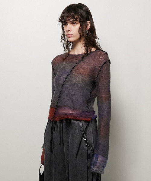 モヘヤカスリリバーシブルニットトップ/Mohair Blur Reversible