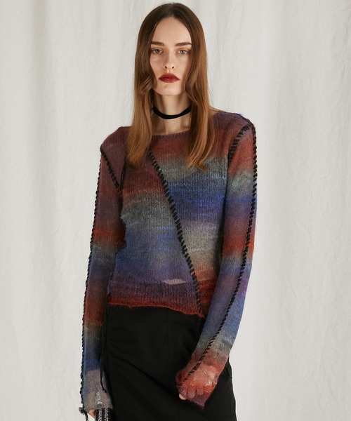 モヘヤカスリリバーシブルニットトップ/Mohair Blur Reversible