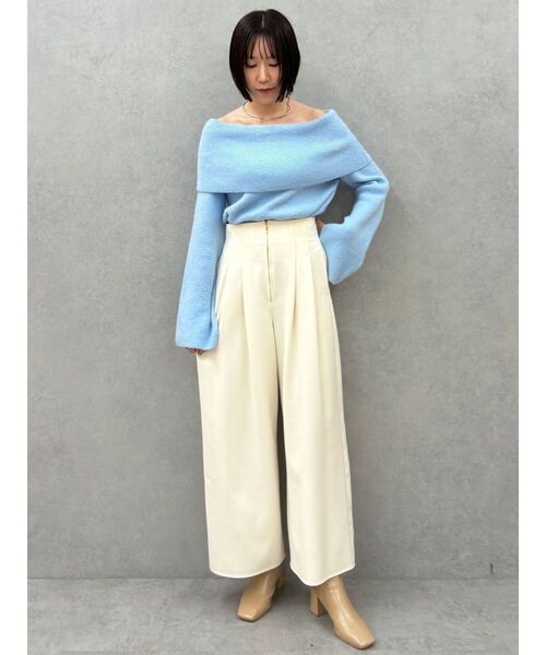 LAGUNAMOON（ラグナムーン）の「2タックワイドパンツ（その他パンツ・レディース・アイボリー/グレー・SMALL/MEDIUM）」の5枚目の写真