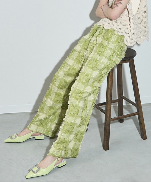 パンツ yon THE Yon パンツ ストライプベルトタックパンツ レディース