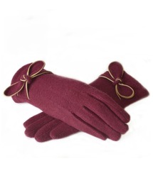 DAY CLOSET(デイ クローゼット)の【スマホ対応】レディース 裏起毛パイピングリボン装飾グローブ(手袋)