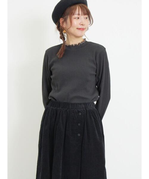 Samansa Mos2(サマンサ モスモス)の「配色メローリブハイネックインナー(Tシャツ/カットソー・レディース・グリーン/キナリ/イエロー/チャコールグレー・F)」の3枚目の写真