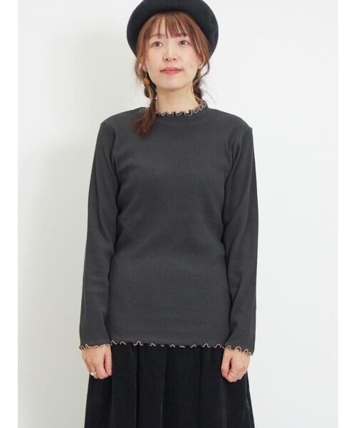 Samansa Mos2(サマンサ モスモス)の「配色メローリブハイネックインナー(Tシャツ/カットソー・レディース・グリーン/キナリ/イエロー/チャコールグレー・F)」の21枚目の写真