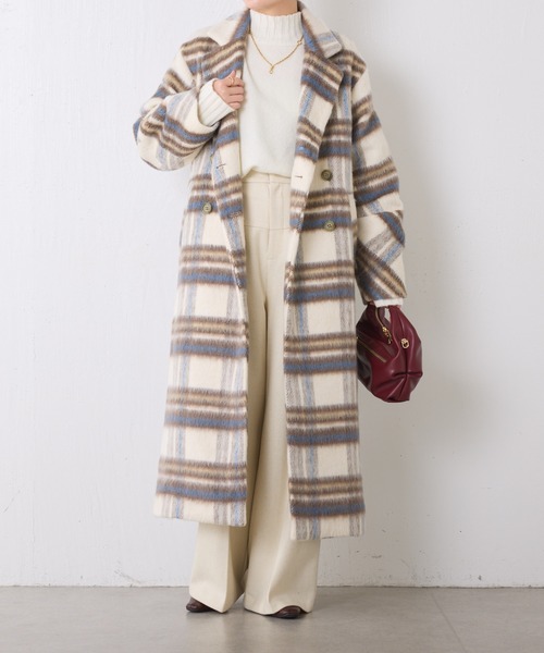 COLLAGE GALLARDAGALANTE(コラージュガリャルダガランテ)の「チェックダブルチェスターコート(その他アウター・レディース・キャメル/ブルー・FREE)」の9枚目の写真