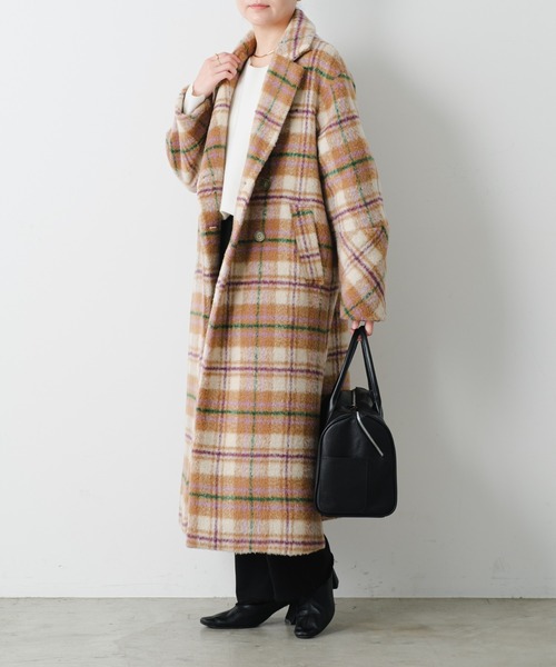 COLLAGE GALLARDAGALANTE(コラージュガリャルダガランテ)の「チェックダブルチェスターコート(その他アウター・レディース・キャメル/ブルー・FREE)」の19枚目の写真