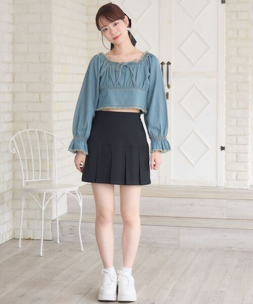 ems excite（エムズエキサイト）の「切替ボックスプリーツミニSK（スカート・レディース・ブラウン系その他2/ブラック/ライトグレー・FREE）」の22枚目の写真