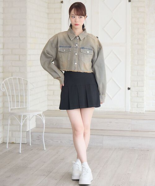 ems excite（エムズエキサイト）の「切替ボックスプリーツミニSK（スカート・レディース・ブラウン系その他2/ブラック/ライトグレー・FREE）」の14枚目の写真