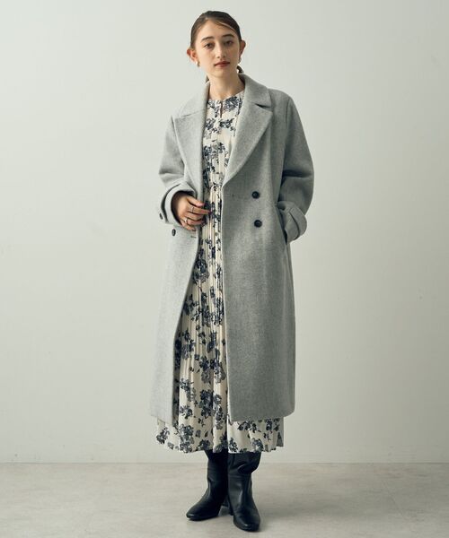 YECCA VECCA（イェッカヴェッカ）の「ウール混ロングダブルコート（チェスターコート・レディース・グレー/ブラック/ライトベージュ/モカ・FREE）」の6枚目の写真