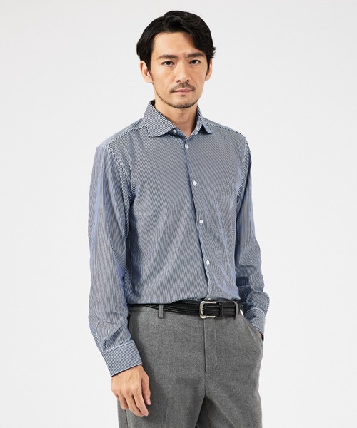 【通年生地使用】トリコット ストライプ 長袖シャツ（シャツ/ブラウス）｜ABAHOUSE GRAY（アバハウスグレイ）