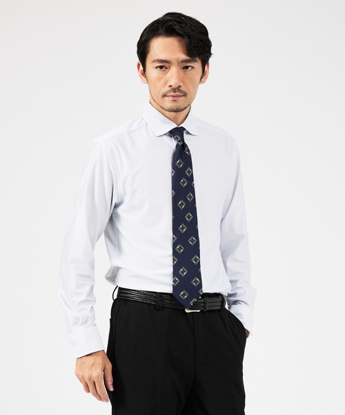 【通年生地使用】トリコット ストライプ 長袖シャツ（シャツ/ブラウス）｜ABAHOUSE GRAY（アバハウスグレイ）